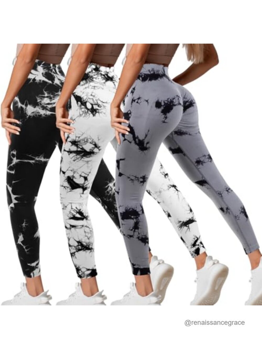 Seamless Tie Dye Booty Lifting Leggings 3 Pack Nylon Elastane Yoga Gym